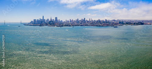 Beautiful aerial view of the San Francisco, USA. View of the Downtown, San Francisco bay and long steep streets.