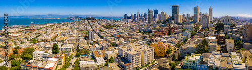 Beautiful aerial view of the San Francisco, USA. View of the Downtown, San Francisco bay and long steep streets.