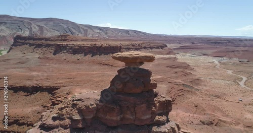 Mexican Hat Rock Formation in Utah (Aerial Drone View) 360