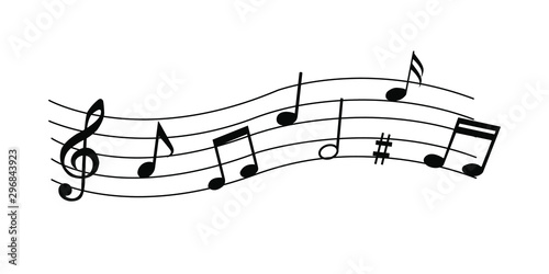 Music notes, musical design element. Isolated vector illustration.