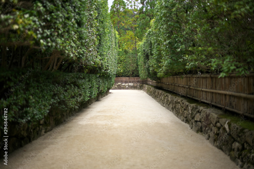 Kyoto,Japan-September 27, 2019: Quiet narrow dirt lane in Kyoto Kyoto,Japan-September 27, 2019: Quiet narrow dirt lane in Kyoto