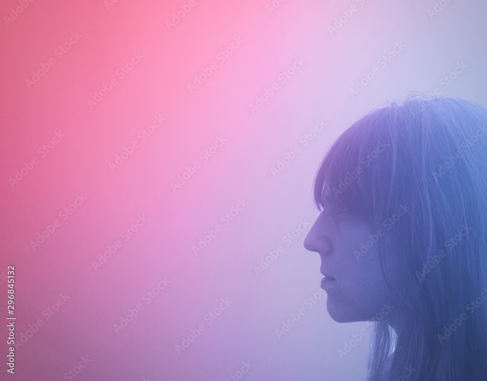 Portrait of woman in purple and pink Portrait of woman in purple and pink