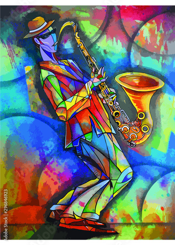 Retrato de músico con saxófono 