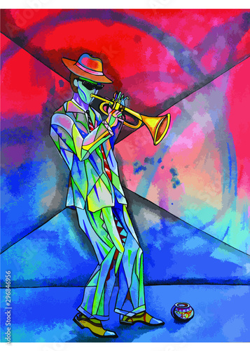 Retrato de músico con trompeta
