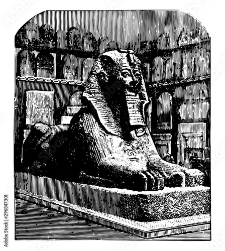Androsphinx of Thothmes sphinx vintage engraving. photo
