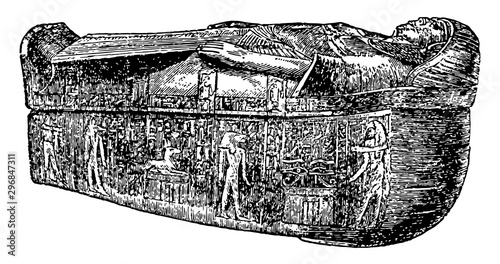 Ancient Egyptian Sarcophagus vintage illustration.