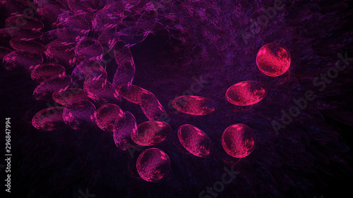 Purple crystal spheres abstract background