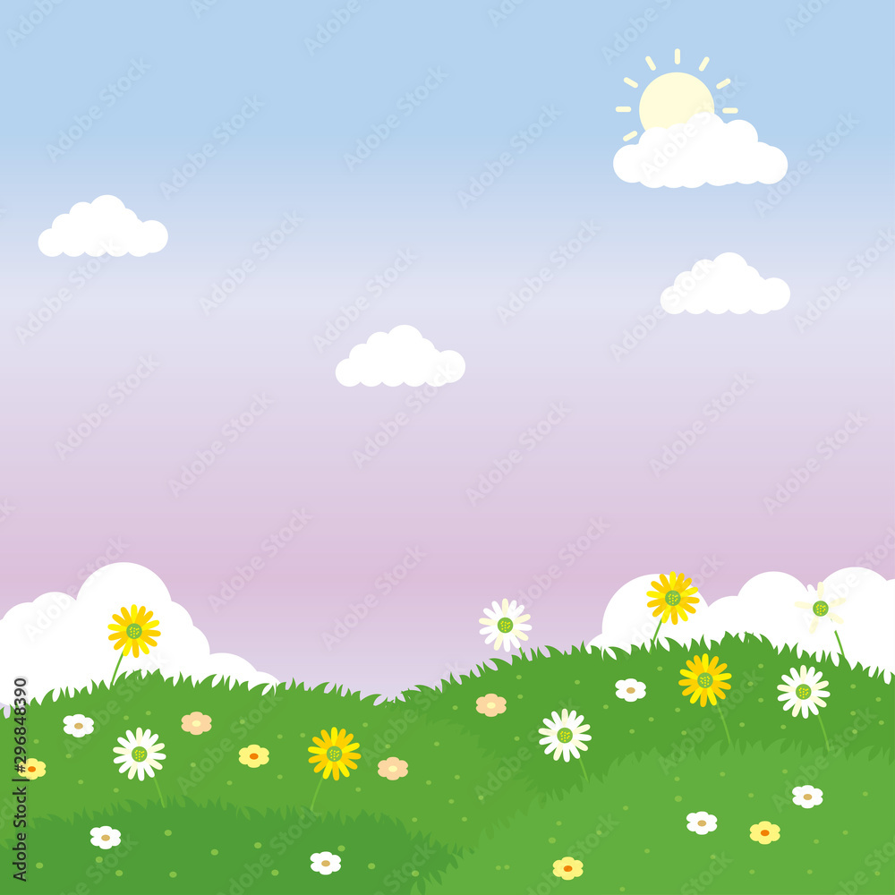 Cute nature landscape vector illustration suitable for kids background Cute nature landscape vector illustration suitable for kids background