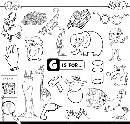 G is for educational task coloring book