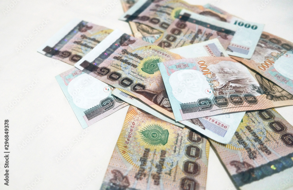 Background with money thai thousand baht bills