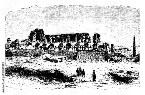Karnak Temple Complex vintage engraving.
