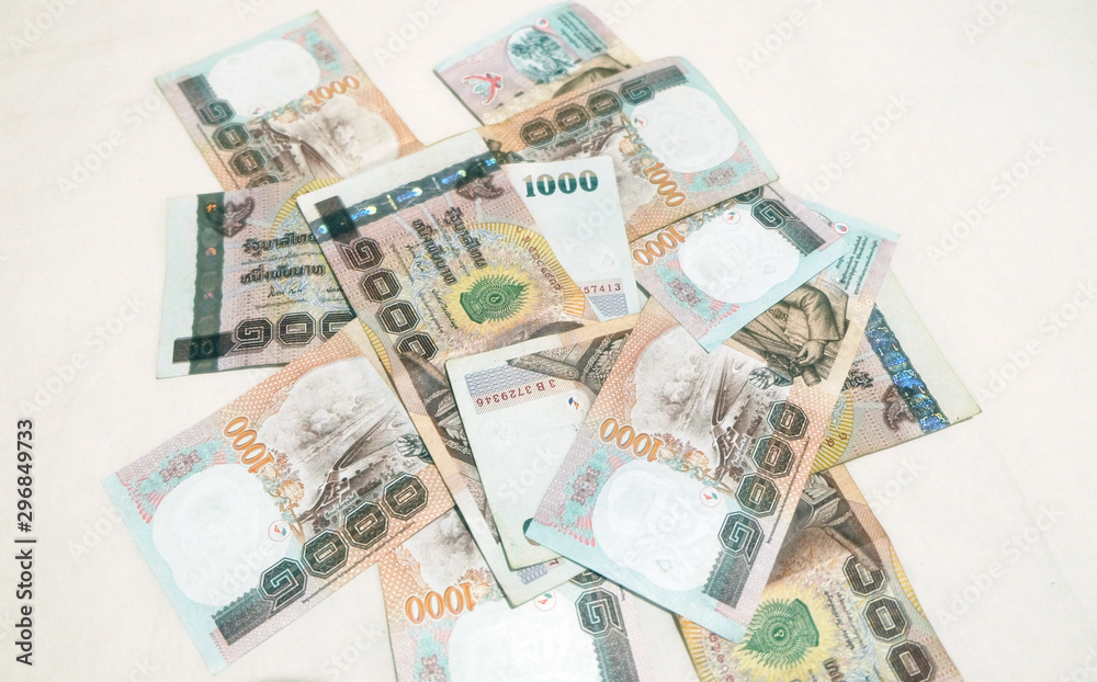 Background with money thai thousand baht bills