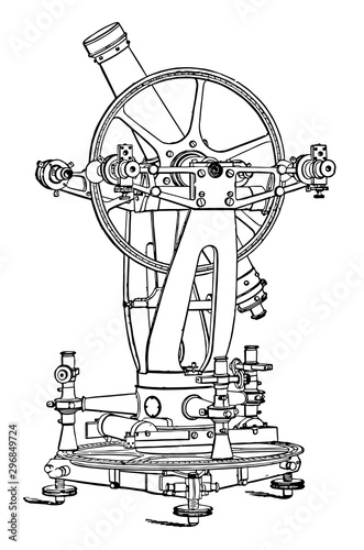 Altazimuth Theodolite vintage illustration.