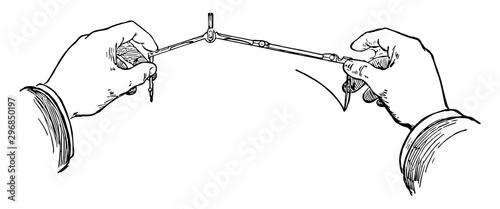 Use of Lengthening Bar parallel lines and vertical vintage engraving.