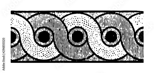 Assyrian Ornament is a Guilloche motive vintage engraving.