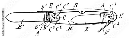 Pocket Knife vintage illustration.