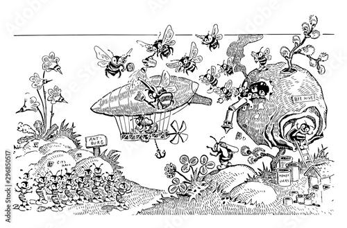 Ants and Bees vintage illustration