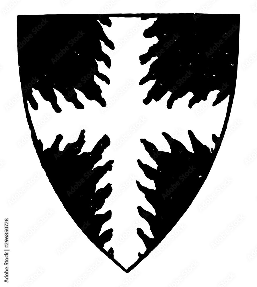 Cross Flamant is a heraldic shield vintage engraving.