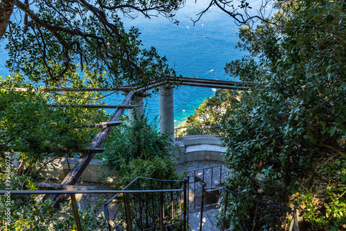 The gardens of Villa San Michele in Capri overlooking the Mediterranean Sea, Campania, Italy photo