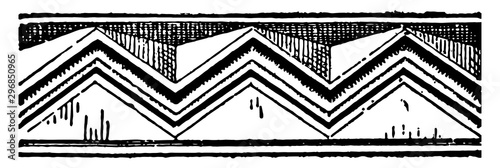 Chevron recovery of pottery designs vintage engraving.