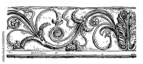 Pompeiian Rinceau is a Ancient Rome vintage engraving.