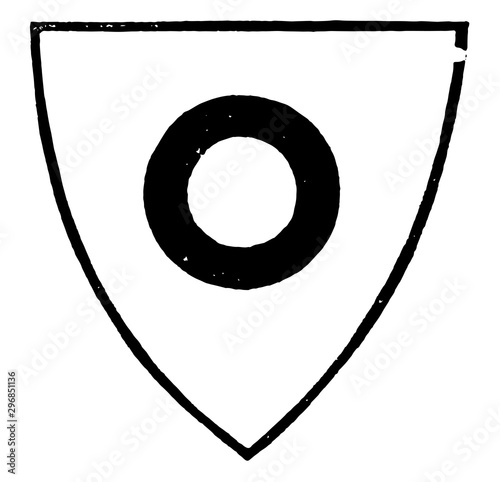 Annulet is a mark of difference of the fifth son vintage engraving.
