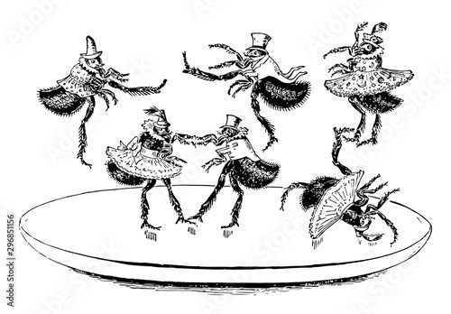 Flea Dance vintage illustration