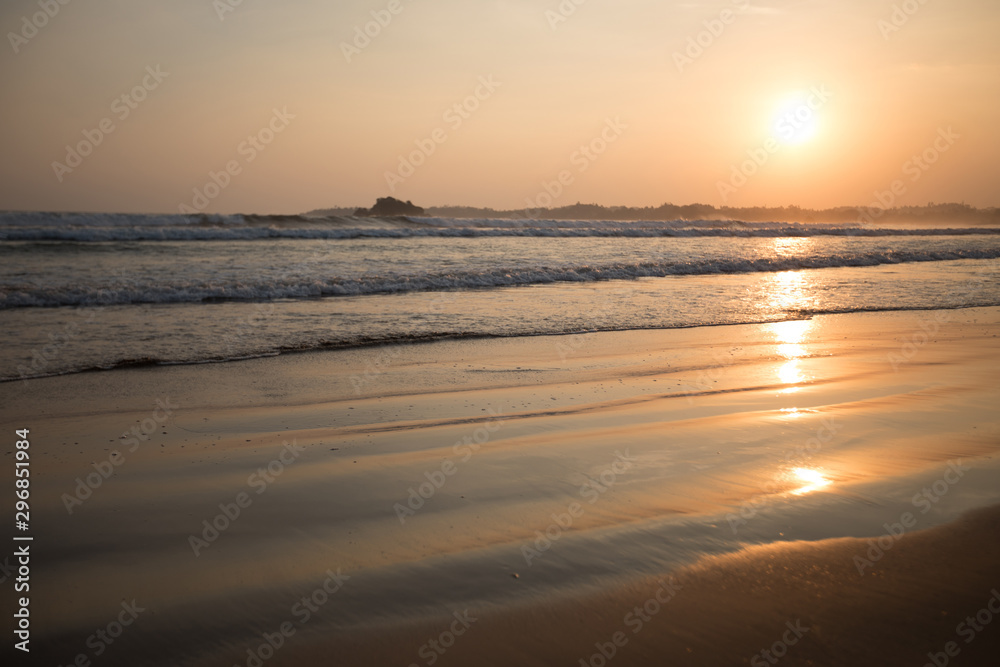 Landscape of tropical island beach  in the sunrise