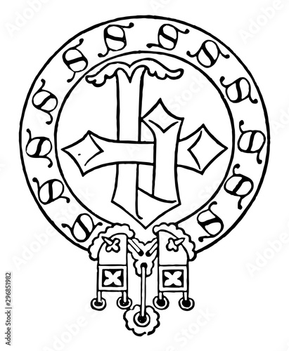 Beautiful Monogram of John Baret vintage illustration