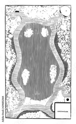 Plan for Villa Garden semi to detached residences vintage engraving.