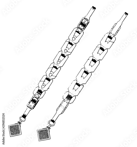 Optional Two View Design of Watch Chains, vintage engraving.