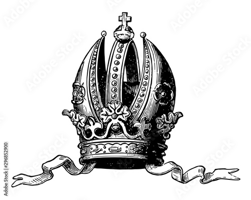 Imperial Crown of Austria greatly vintage engraving. photo