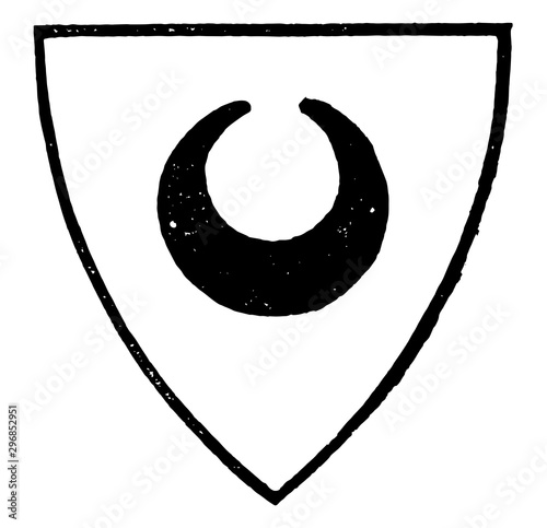 Crescent have a half to moon shaped charge vintage engraving.