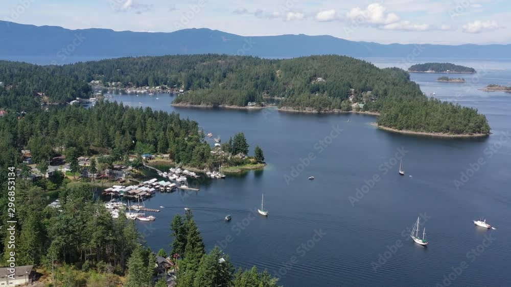 Fantastic view over ocean, yacht and mountains in Vancouver, Canada. Fantastic view over ocean, yacht and mountains in Vancouver, Canada.