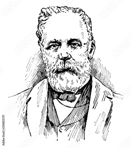 Admiral Pascual Cervera y Topete vintage illustration