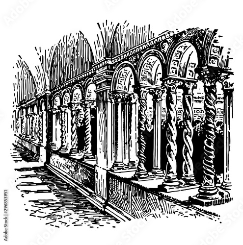 S. Paolo, jurisdiction of the cardinal ,  vintage engraving.