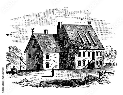Kip house vintage illustration.