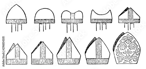 Mitre Evolution vintage engraving.