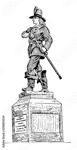 Statue of John Mason vintage illustration