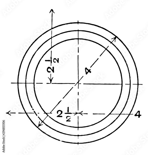 Mechanical Drawing Exercise Circle with Wavy Curved Lines Inside toothed on its inner side vintage engraving.