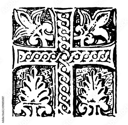 Anthemion is a motif in decorative art vintage engraving.