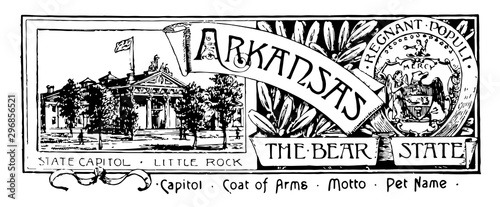 The state banner of Arkansas the bear state vintage illustration