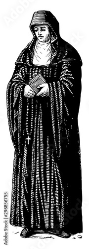 Benedictine Nun vintage illustration.
