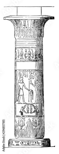Column from Thebes ancient vintage engraving.