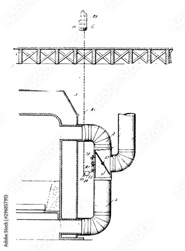 Furnace Damper vintage illustration.