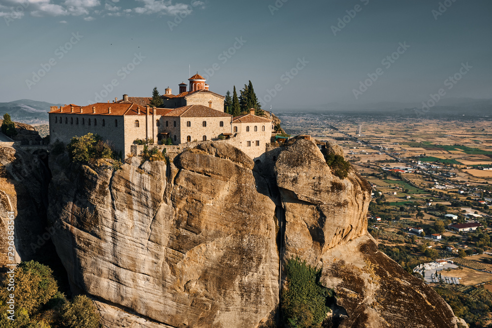 view of mountains with monesterys on top Meteora Greece