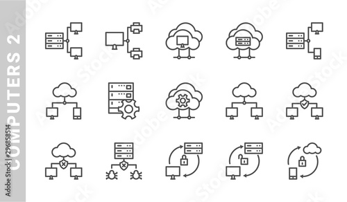 computers 2 icon set. Outline Style. each made in 64x64 pixel