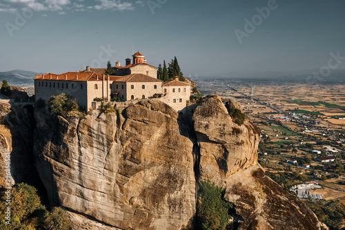 view of mountains with monesterys on top Meteora Greece