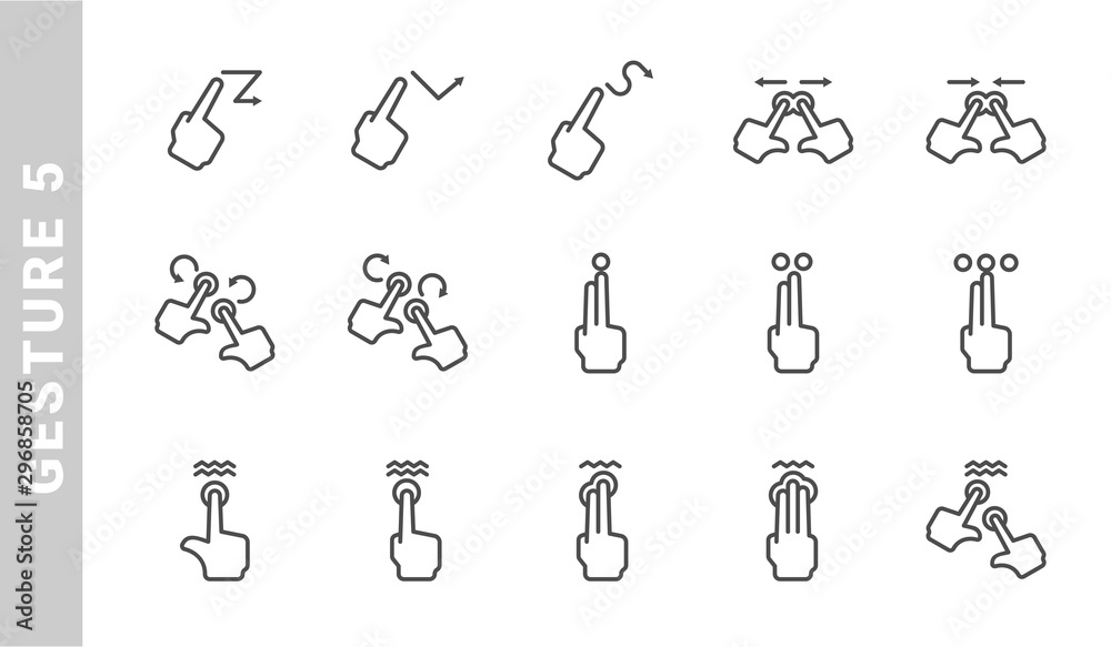 gesture 5 icon set. Outline Style. each made in 64x64 pixel gesture 5 icon set. Outline Style. each made in 64x64 pixel