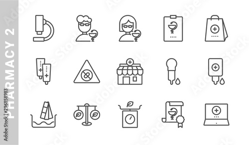 pharmacy 2 icon set. Outline Style. each made in 64x64 pixel